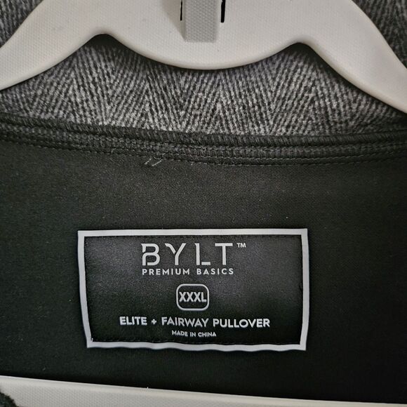 BYLT Sweater Men 3XL Black Elite + Fairway Pullover Zip Magnetic Snap Drop Cut - Picture 3 of 11